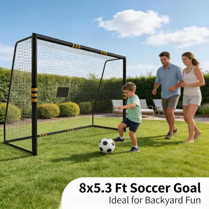 Portería de fútbol profesional: diseño resistente a la intemperie y con acolchado de espuma. Portería de fútbol para exteriores con red de malla cerrada para niños y adultos, pared de tiro de alta calidad para juegos recreativos y entrenamiento.