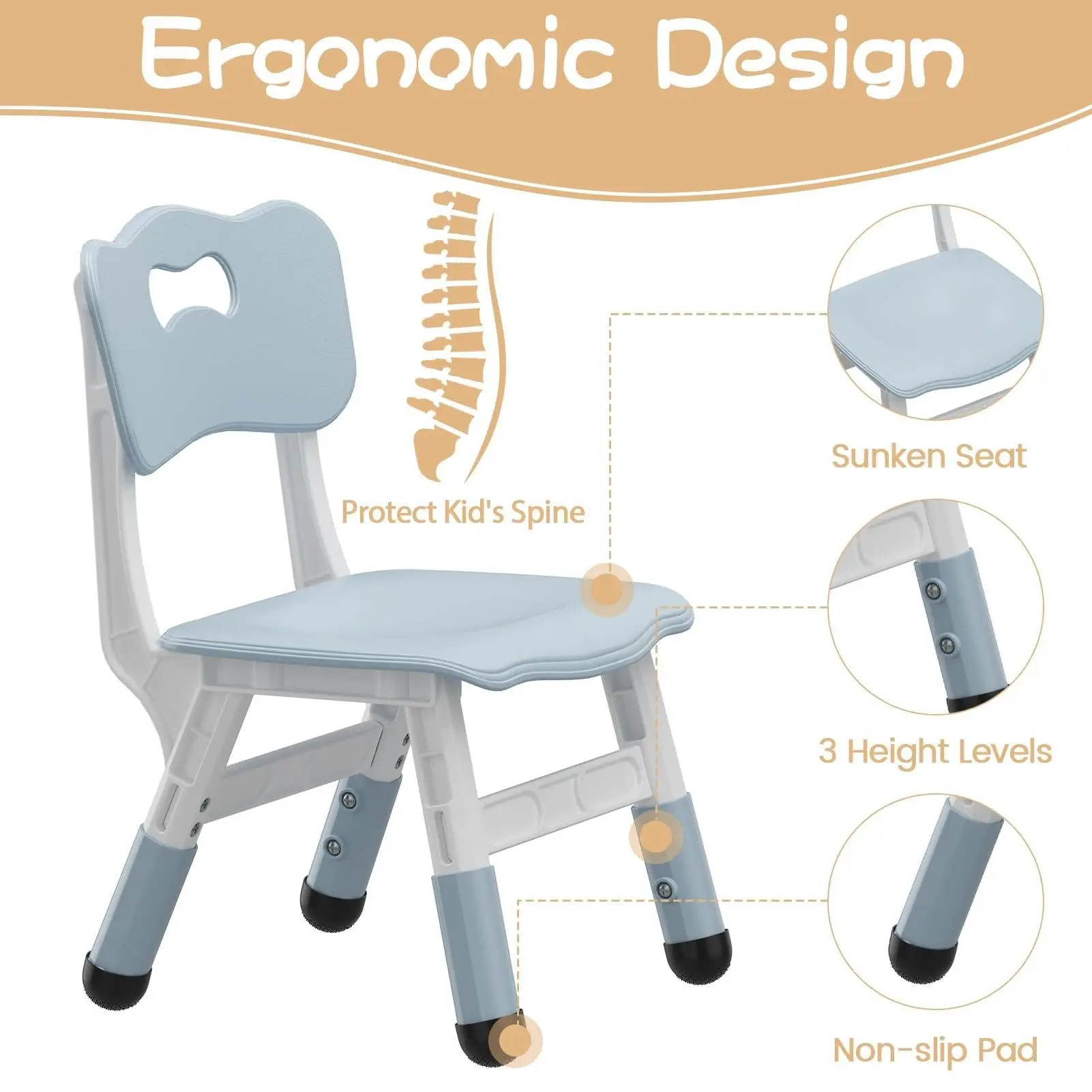 Conjunto de mesa ajustable y 2 sillas con superficie estilo grafiti; ideal para leer, dibujar, jugar y comer; diseñado para niños pequeños con función de altura regulable.