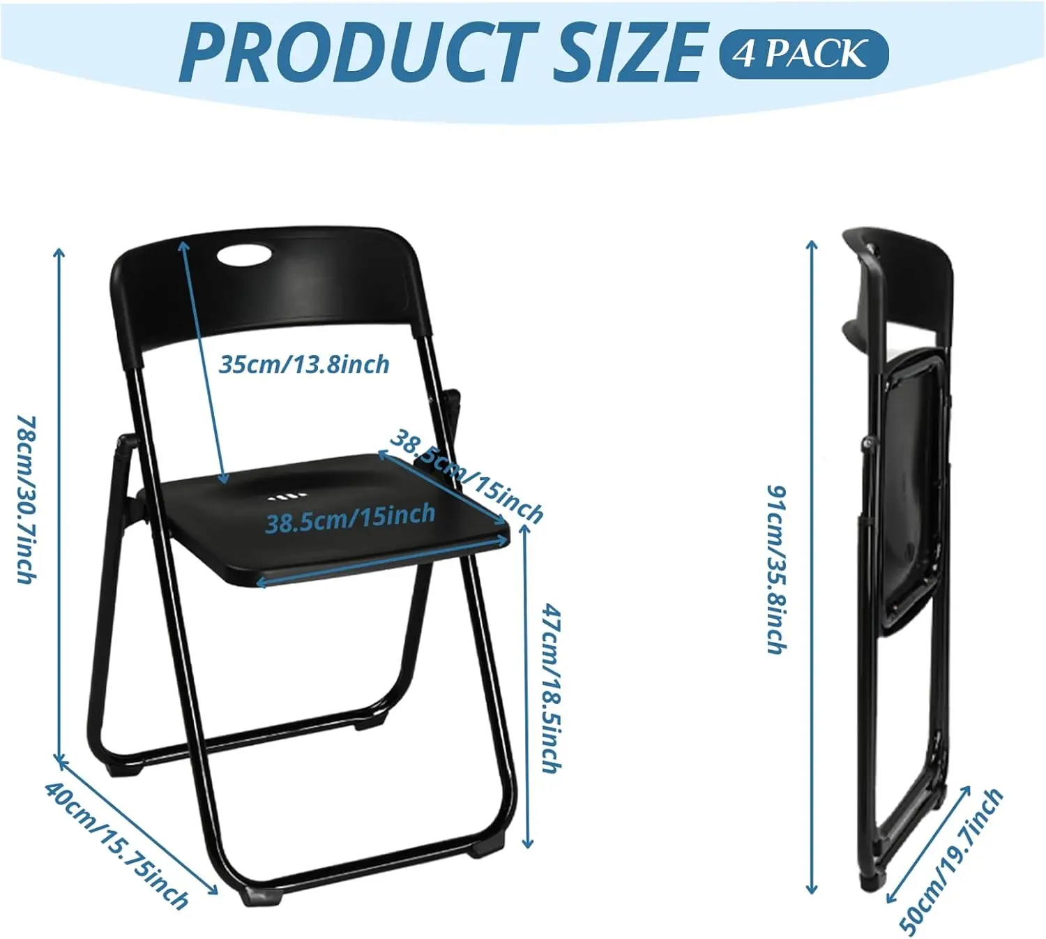 Juego de 10 sillas plegables de plástico ligero (capacidad de 300 libras) con estructura metálica reforzada; fáciles de plegar y almacenar, aptas para uso en interiores y exteriores (bodas, fiestas, salas de reuniones, patios y jardines). Disponibles en s