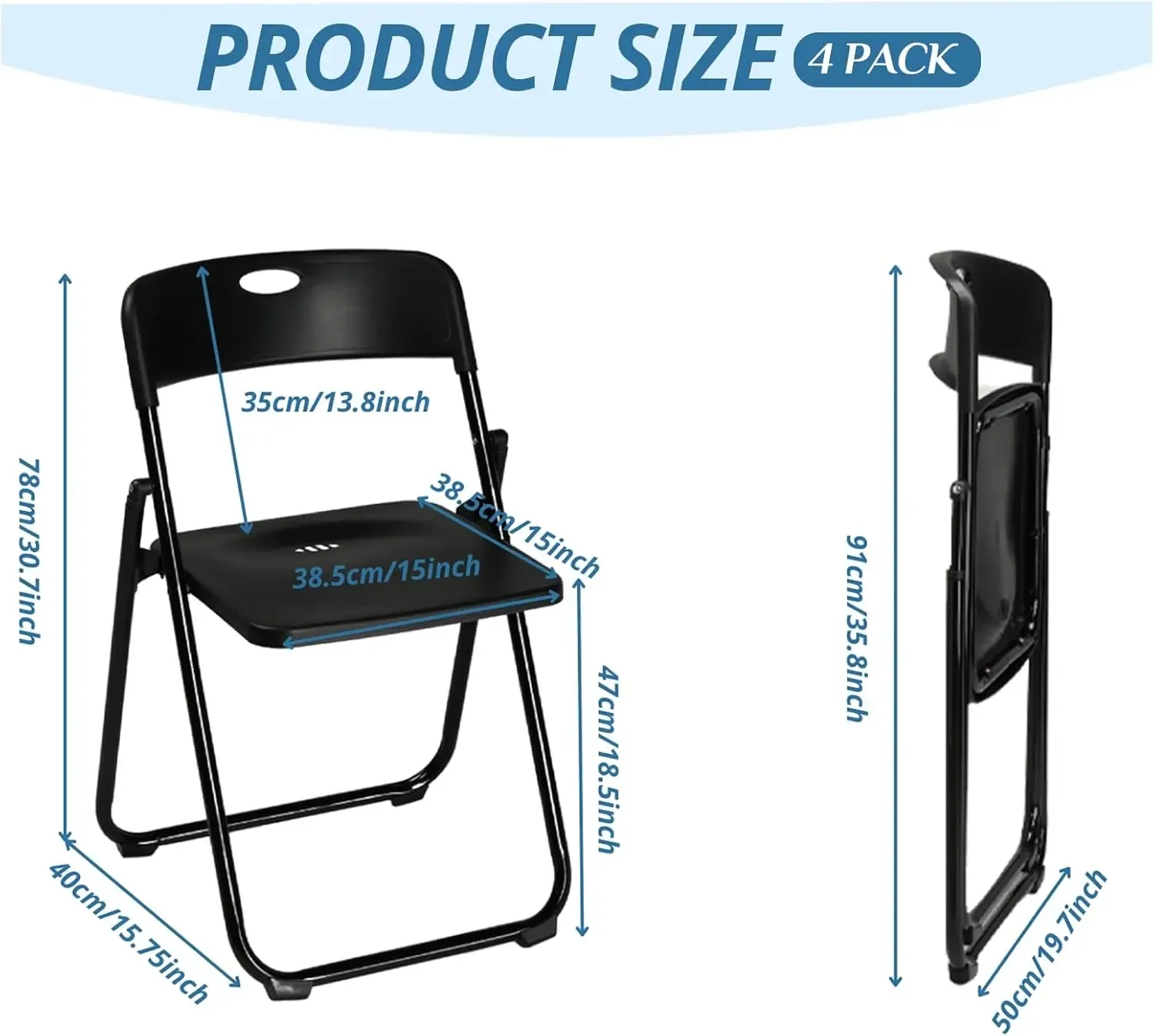 Juego de 10 sillas plegables de plástico ligero (capacidad de 300 libras) con estructura metálica reforzada; fáciles de plegar y almacenar, aptas para uso en interiores y exteriores (bodas, fiestas, salas de reuniones, patios y jardines). Disponibles en s