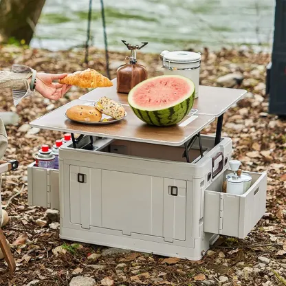 Caja de almacenamiento rectangular plegable para exteriores con tapa: organizador para el hogar transpirable, inodoro y con superficie ajustable.