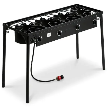 Estufa de gas propano de 1/2/3/4 quemadores, 75000-225000 BTU de alta presión | Regulador CSA incluido | Perfecta para acampar, freír pavo, elaborar cerveza casera y más
