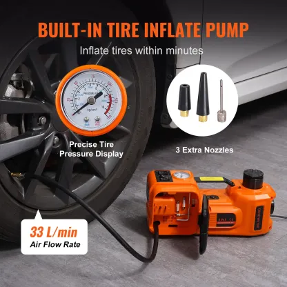 Gato hidráulico eléctrico para coche, 5 toneladas/11023 libras, gato hidráulico portátil con bomba de inflado integrada y luz LED, gato para SUV, MPV, sedán, camión, cambio de neumáticos, reparación de garaje