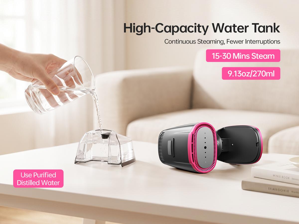 Dr.flash Vacuum Garment Steamer, 270ml Big Capacity, 1400W Handheld Clothes Steamer, Suction Steamer ＆ Iron 2 In 1, Portable Travel Iron for Clothes, Fabrics, Large Ceramic Heat Panel tiktokshopbacktoschool