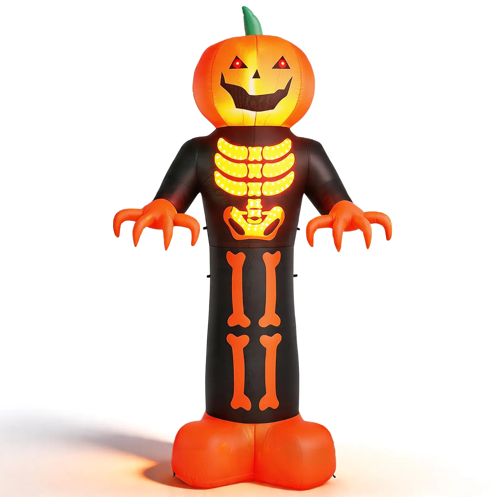 Figura inflable de 12 pies de la Parca con cabeza de calabaza espeluznante y 3 luces LED