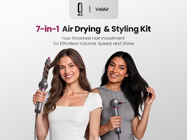 7-in-1 High-Speed Negative Ion Hot Air Styler & Blow Dryer Brush Set - Detachable Heads, Automatic Curler for Curly Hair, Straightening, Volumizing, Anti-Frizz, US Plug, Holiday Gift for All Hair Types