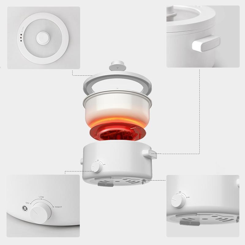 olayks Hot Pot Electric,2L Portable Electric Pot with Ceramic Non-stick Coating, Dual Power Multi-functional Romen Cooker for Steak, Pasta, Hot Pot, Ramen, Quick Heating and Overheat Protection Multi-Cooker Pressure Steamer,home essentials Steamboat Pot M