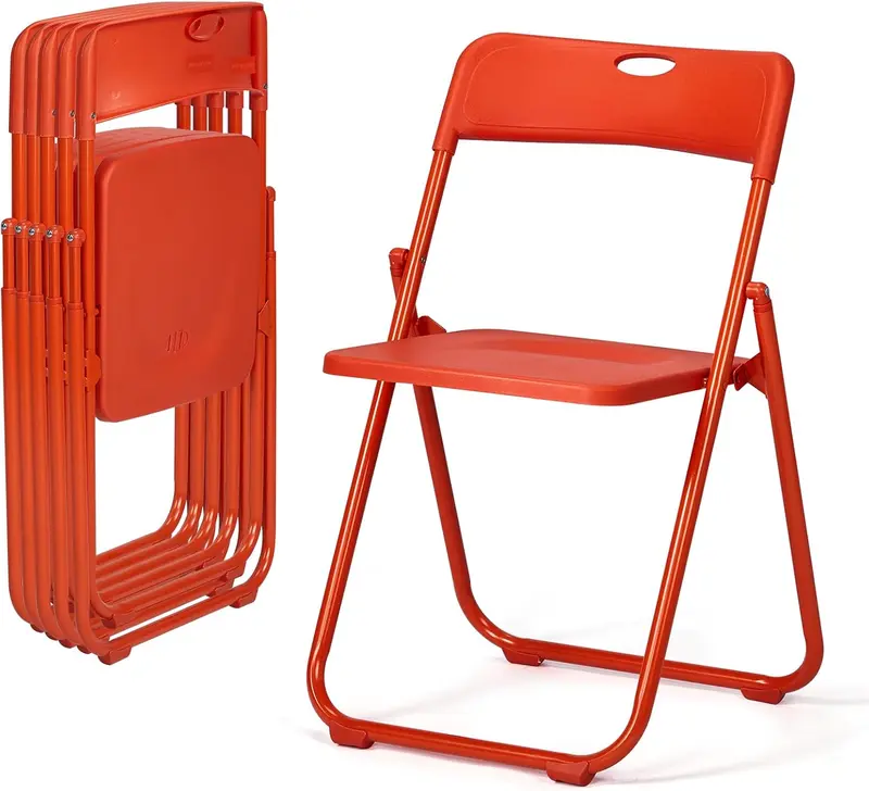 Juego de 10 sillas plegables de plástico ligero (capacidad de 300 libras) con estructura metálica reforzada; fáciles de plegar y almacenar, aptas para uso en interiores y exteriores (bodas, fiestas, salas de reuniones, patios y jardines). Disponibles en s