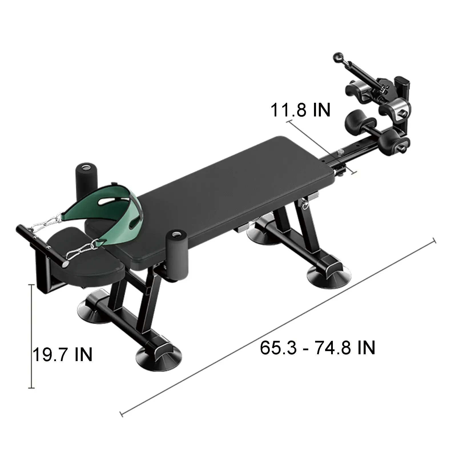 Mesa eléctrica de descompresión lumbar ajustable, con extensión cervical, soporte para espalda y diseño en cuero PU, ideal para hogar, oficina y gimnasio.