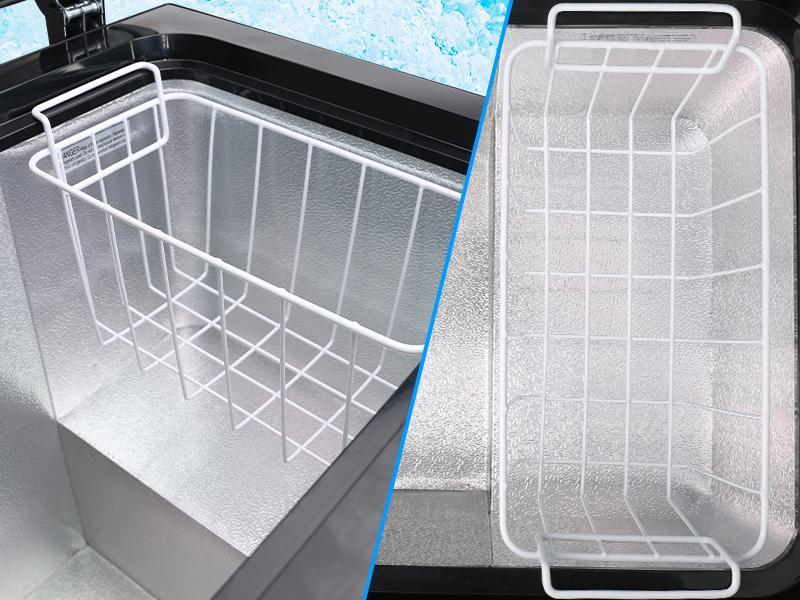 COWSAR 1.8 Cu.Ft Chest Freezer - Freestanding Top-Open with Removable Pull-Out Basket, Bottom Defrost Water Drain, Adjustable 7 Temp Thermostat, Compact Mini-Fridge Freezer for Home Food Storage, Black, Basket Pulls Out, Compact Mini-Fridge Freezers