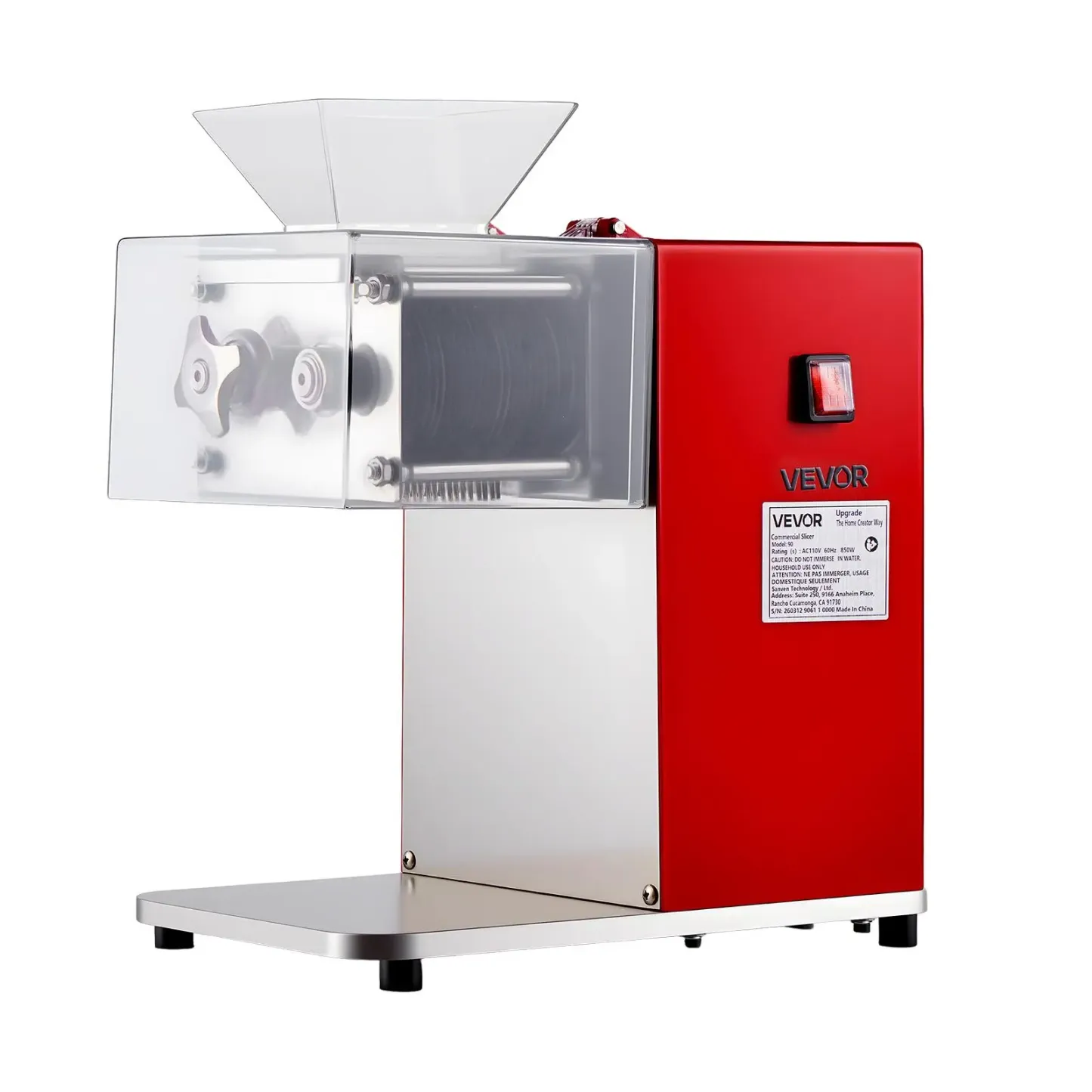 Máquina Cortadora de Carne, Cortadora Eléctrica Comercial de 850 W, Cuchilla de Acero Inoxidable de 3,5 mm, Base Ligera, Estable y Antideslizante, Encendido/Apagado con un Toque, Fácil de Mantener, Ideal para Carne sin Hueso y Verduras Blandas.