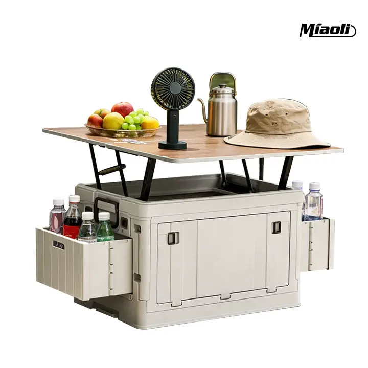 Caja de almacenamiento rectangular plegable para exteriores con tapa: organizador para el hogar transpirable, inodoro y con superficie ajustable.