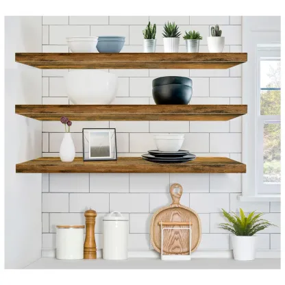Estantes flotantes Sorbus, paquete de 3, decoración de pared larga