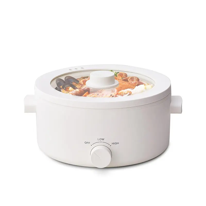 Olla eléctrica portátil de 2 L con revestimiento cerámico antiadherente, multifuncional, calentamiento rápido y protección contra sobrecalentamiento, ideal para ramen, pasta y fondue.