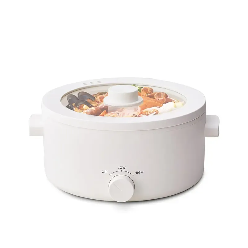 Olla eléctrica portátil de 2 L con revestimiento cerámico antiadherente, multifuncional, calentamiento rápido y protección contra sobrecalentamiento, ideal para ramen, pasta y fondue.