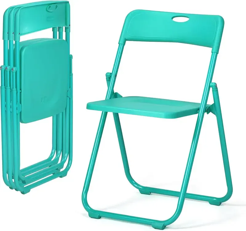Juego de 10 sillas plegables de plástico ligero (capacidad de 300 libras) con estructura metálica reforzada; fáciles de plegar y almacenar, aptas para uso en interiores y exteriores (bodas, fiestas, salas de reuniones, patios y jardines). Disponibles en s