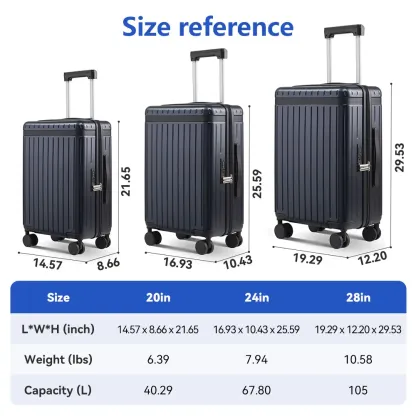 Juego de 3 Maletas Rígidas ABS+PC Expandibles, con Cerradura TSA, Ruedas Silenciosas 360° y Diseño Ligero, 20/24/28 Pulgadas, Ideal para Viajes Internacionales y de Negocios