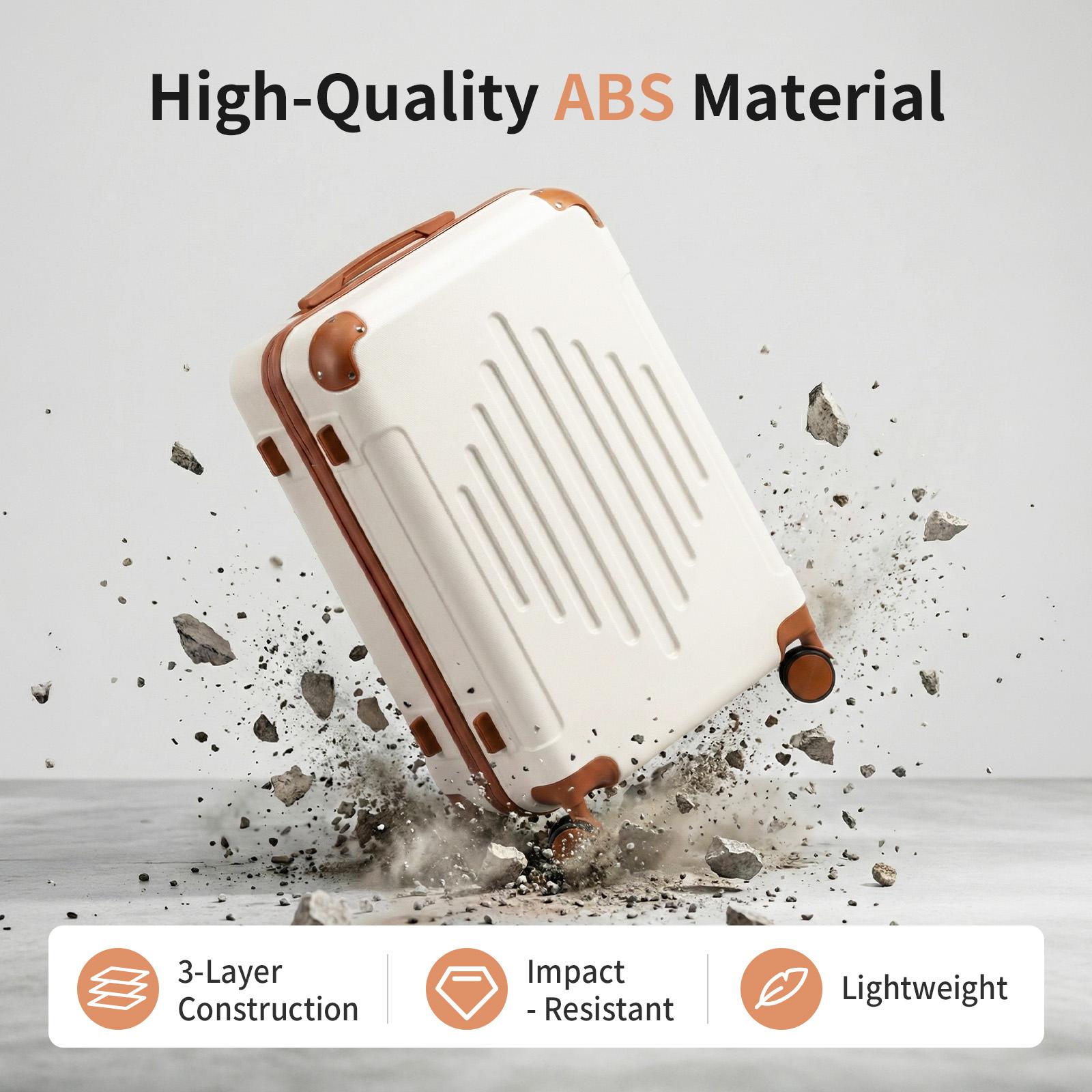 【Stock Up】Ubesgoo 5-Piece Hardside Luggage Set, ABS Plastic Lightweight High-Capacity Suitcases with TSA Lock, Double Spinner Wheels & Ergonomic Handle, Airline Approved for International Travel & Business