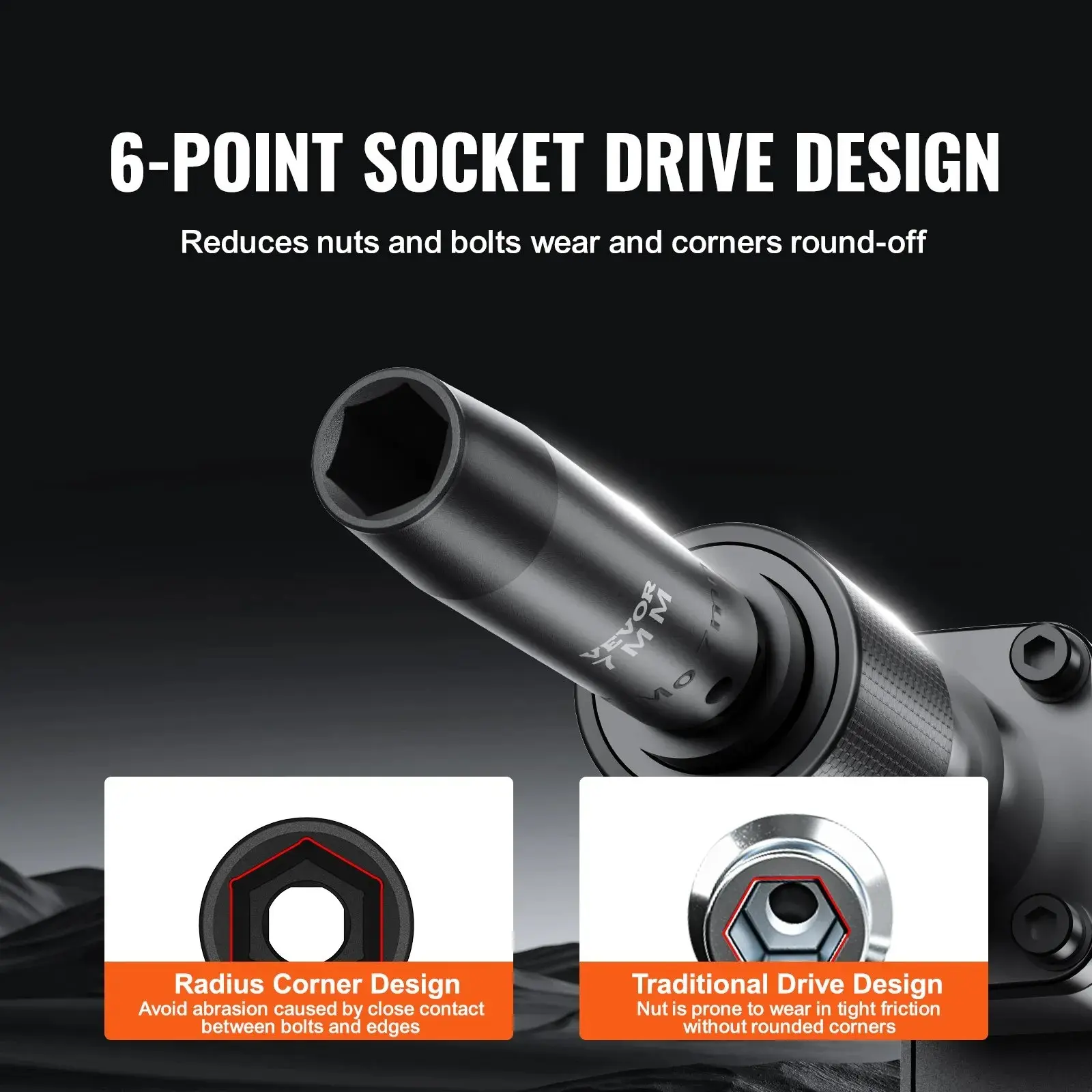 **Juego de Vasos de Impacto de 1/2" de 65 Piezas con Acero Cr-V, Vasos SAE y Métricos de 6 Puntas, Estuche de Almacenamiento para Reparación de Autos.**