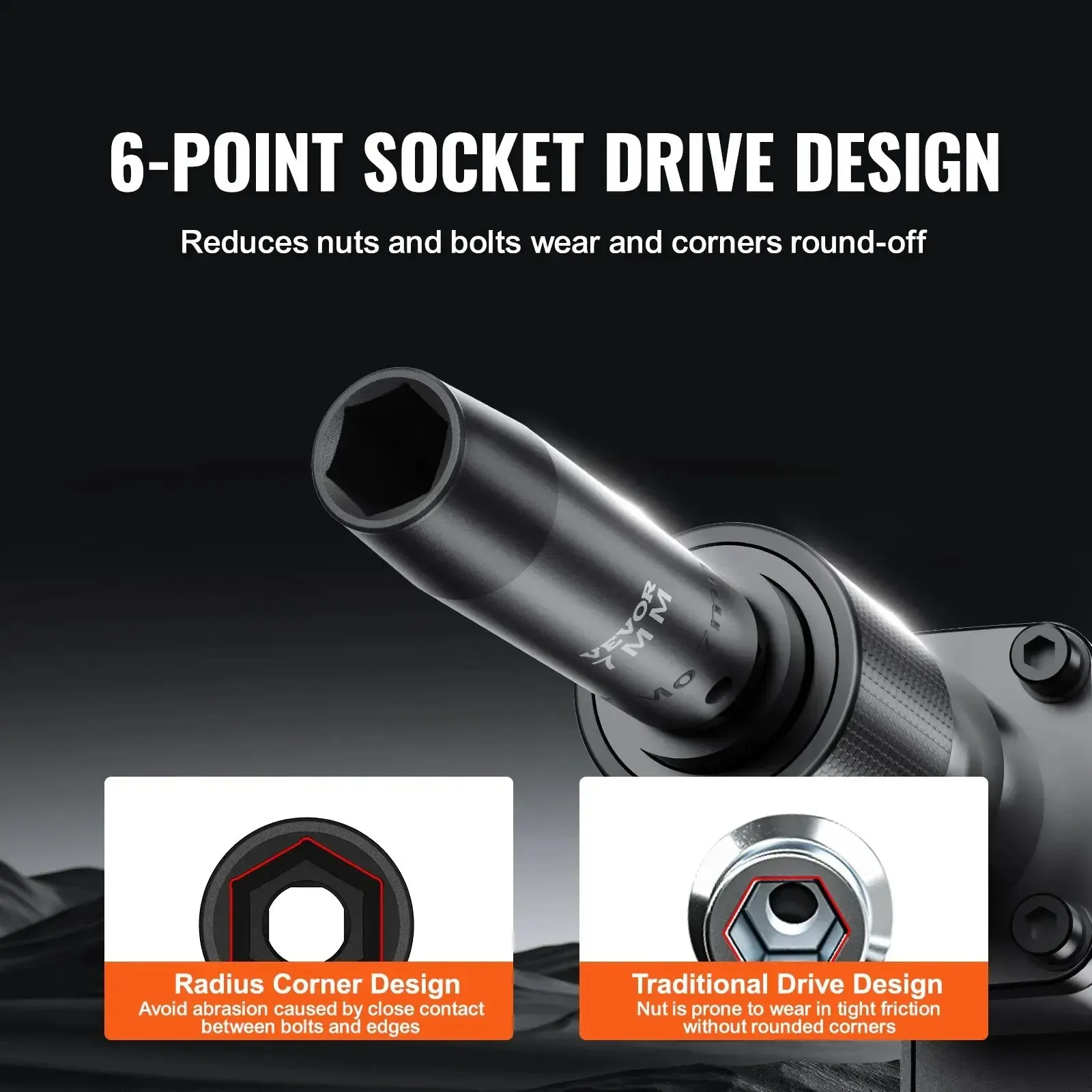 **Juego de Vasos de Impacto de 1/2" de 65 Piezas con Acero Cr-V, Vasos SAE y Métricos de 6 Puntas, Estuche de Almacenamiento para Reparación de Autos.**