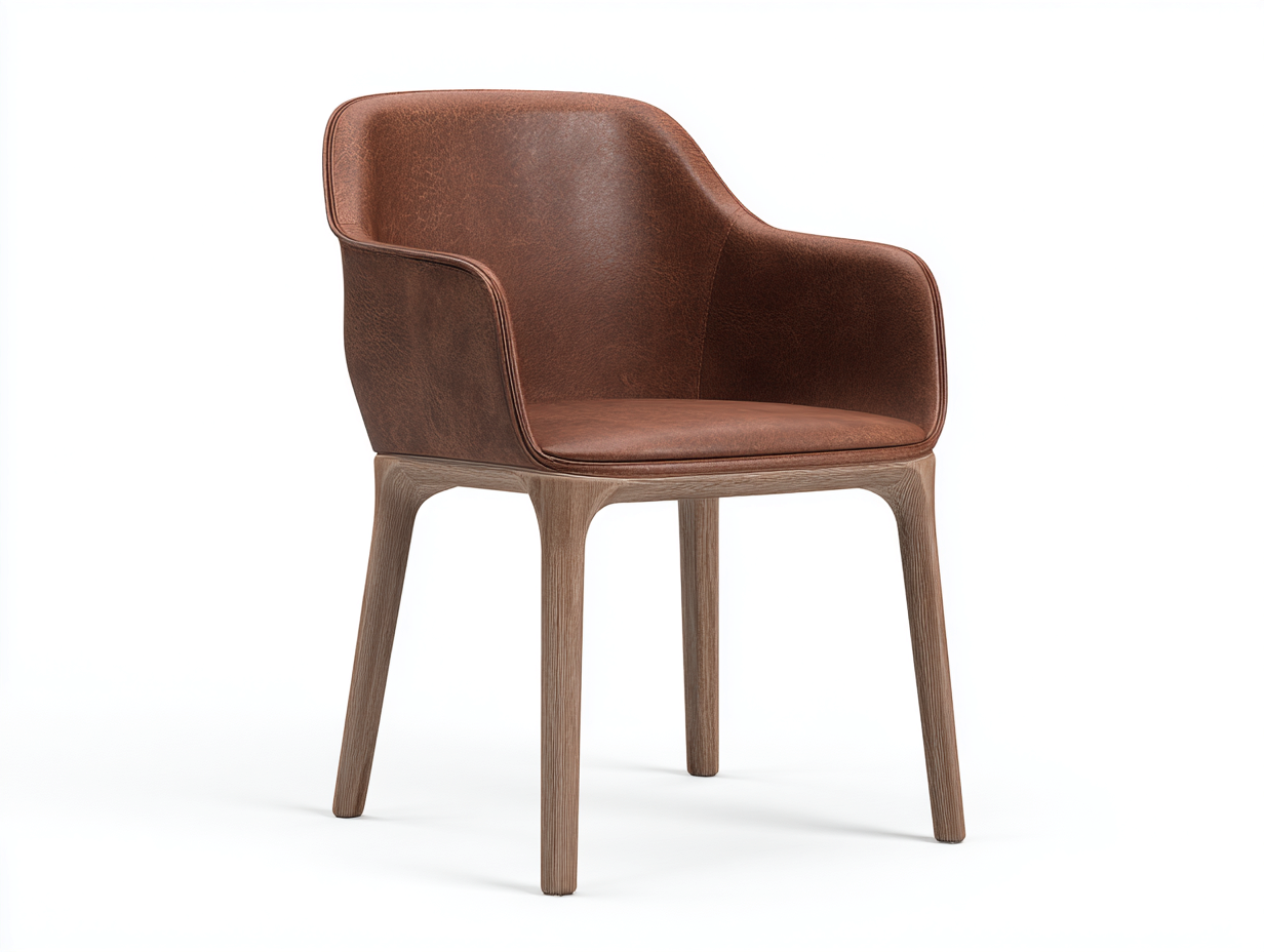 Sedia da pranzo-Pelle sintetica-Legno-62 x 58 x 82 cm-Marrone-Design moderno con braccioli-Corianohaus