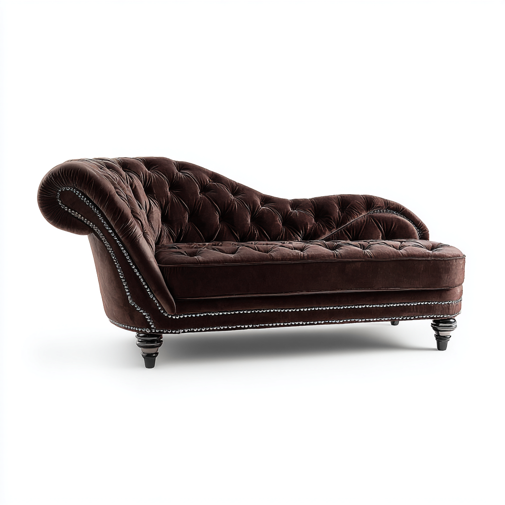 Chaise longue-velluto-legno-186x77x89 cm-marrone-stile classico-Corianohaus