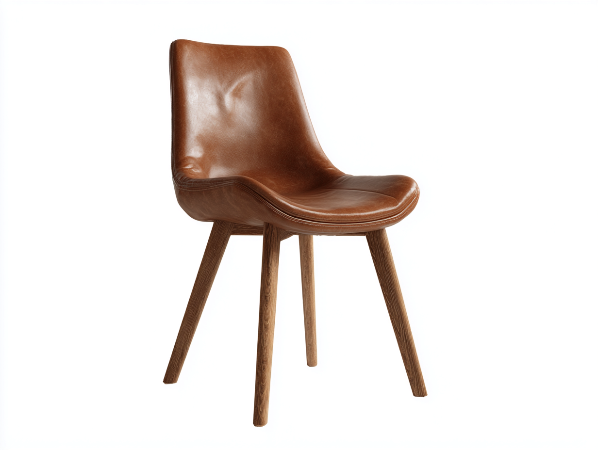 Sedia da pranzo in cuir synthétique brun con gambe in legno naturale 54x60x82 cm - design moderno per sala da pranzo-Corianohaus