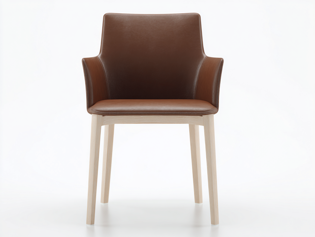 Sedia da pranzo in cuir synthétique brun con gambe in legno naturale 56x59x85 cm - design moderno per sala da pranzo-Corianohaus