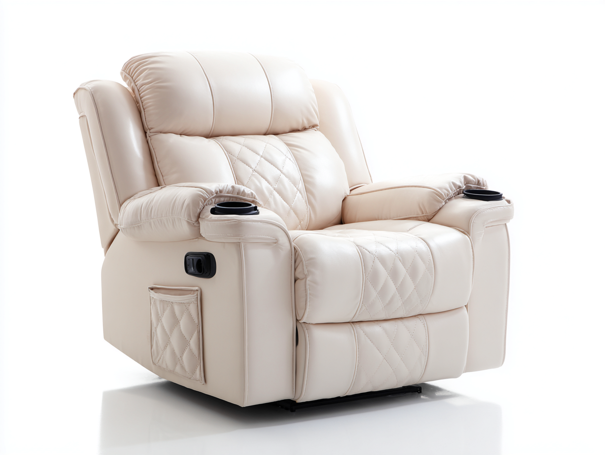 Poltrona reclinabile-Similpelle-Metallo-92x100x110 cm-Beige-Classico elegante-Corianohaus