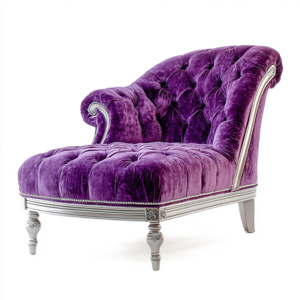 Chaise longue-velluto-legno-metallo-160x92x104 cm-viola-argento-stile classico-Corianohaus