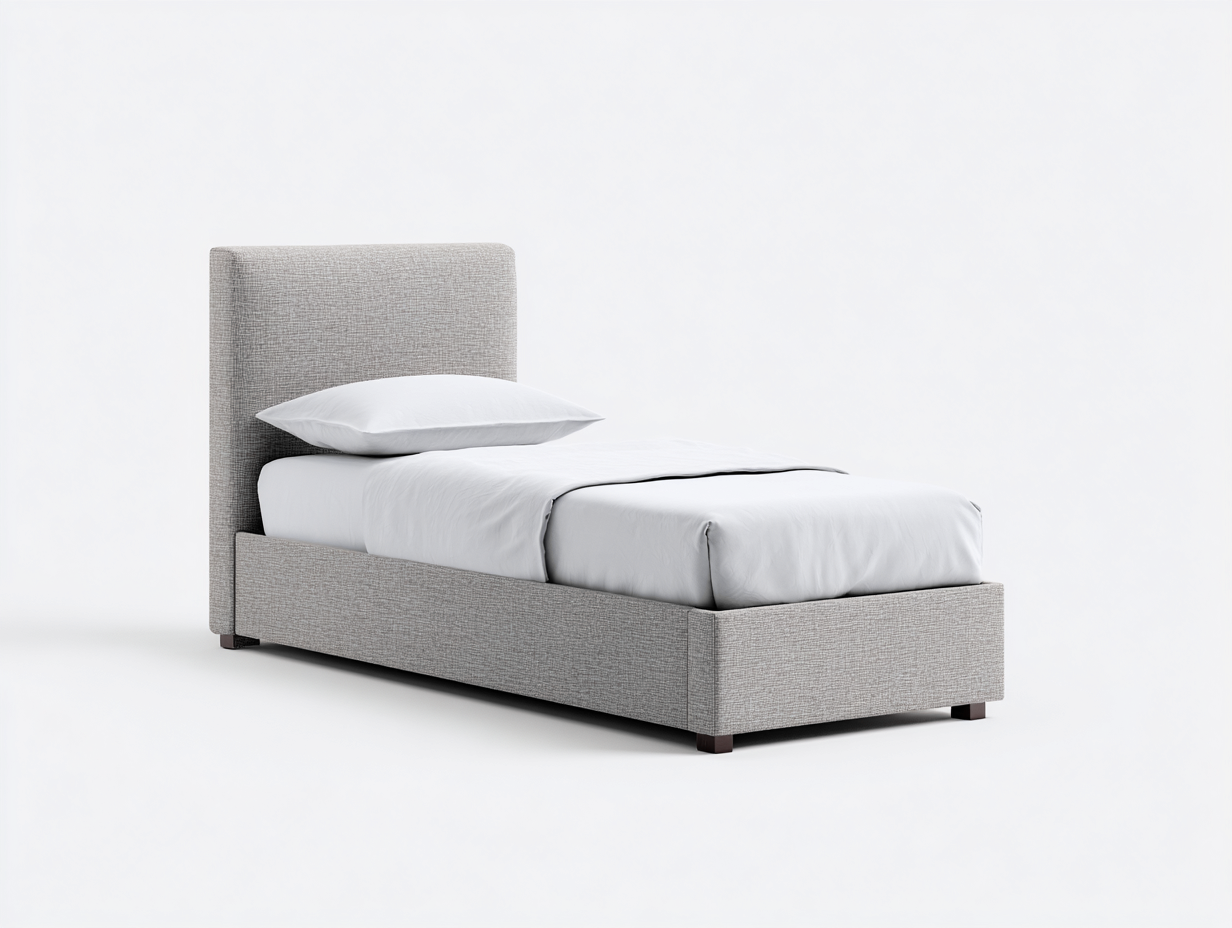 Letto singolo-Tessuto-205x96x104 cm-Grigio-Design minimalista-Corianohaus