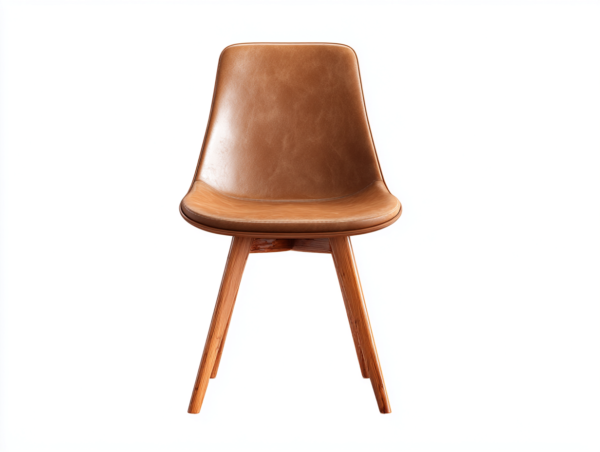 Sedia da pranzo in similpelle marrone e legno naturale 50x53x80 cm per sala da pranzo - stile moderno-Corianohaus