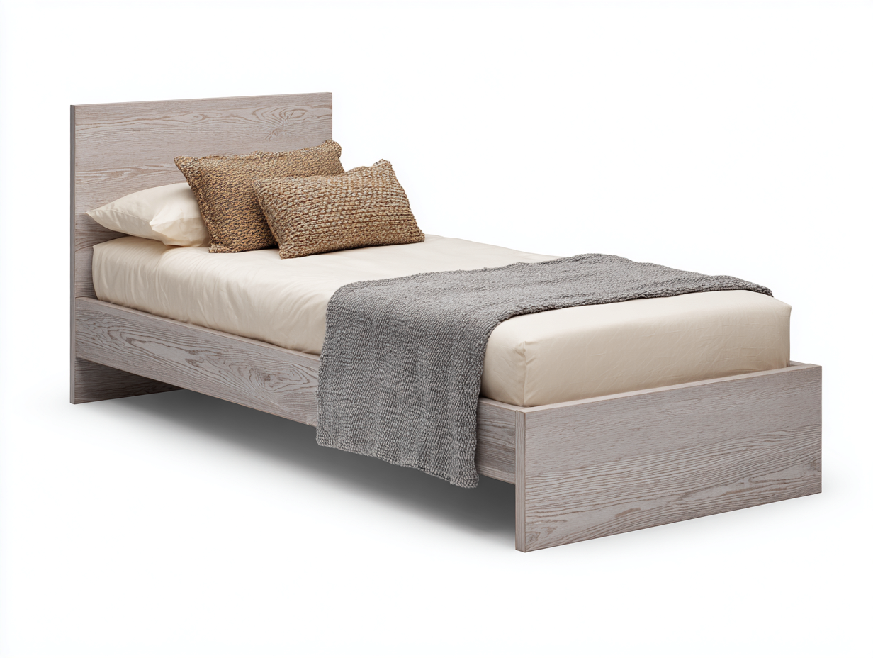Letto singolo-Legno-206x98x97 cm-Grigio-Marrone-Design essenziale-Corianohaus