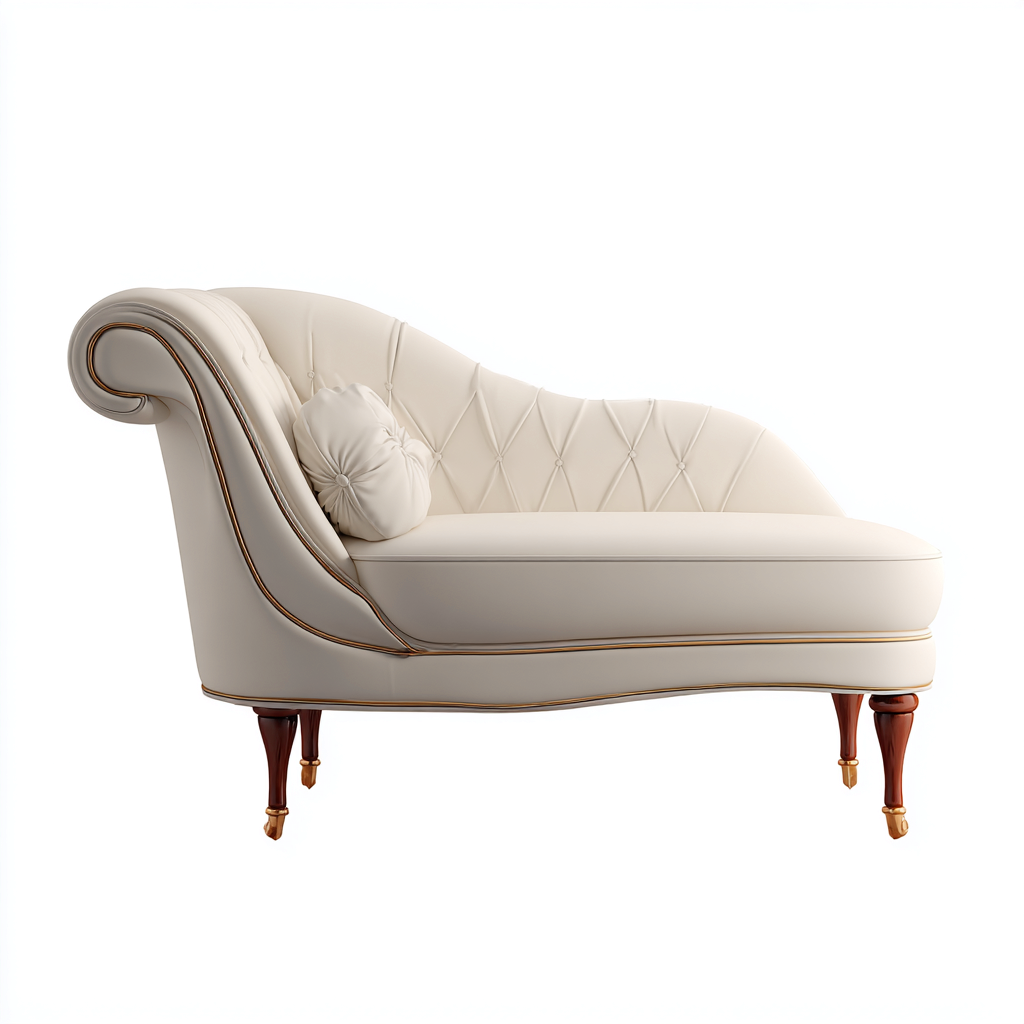 Chaise longue-pelle-legno-metallo-181x78x91 cm-avorio-marrone-oro-stile classico-Corianohaus