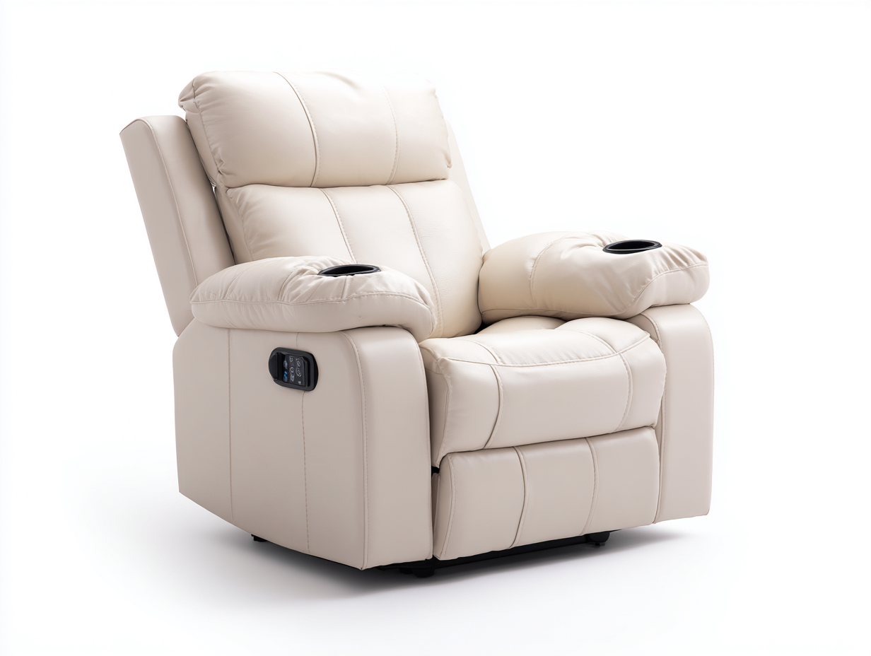 Poltrona reclinabile-Similpelle-Metallo-89x98x109 cm-Beige-Comfort contemporaneo-Corianohaus