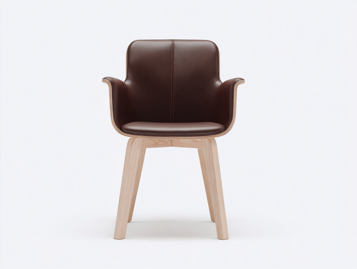 Sedia da pranzo in cuir synthétique brun scuro con gambe in legno naturale 58x60x84 cm - design moderno per sala da pranzo-Corianohaus