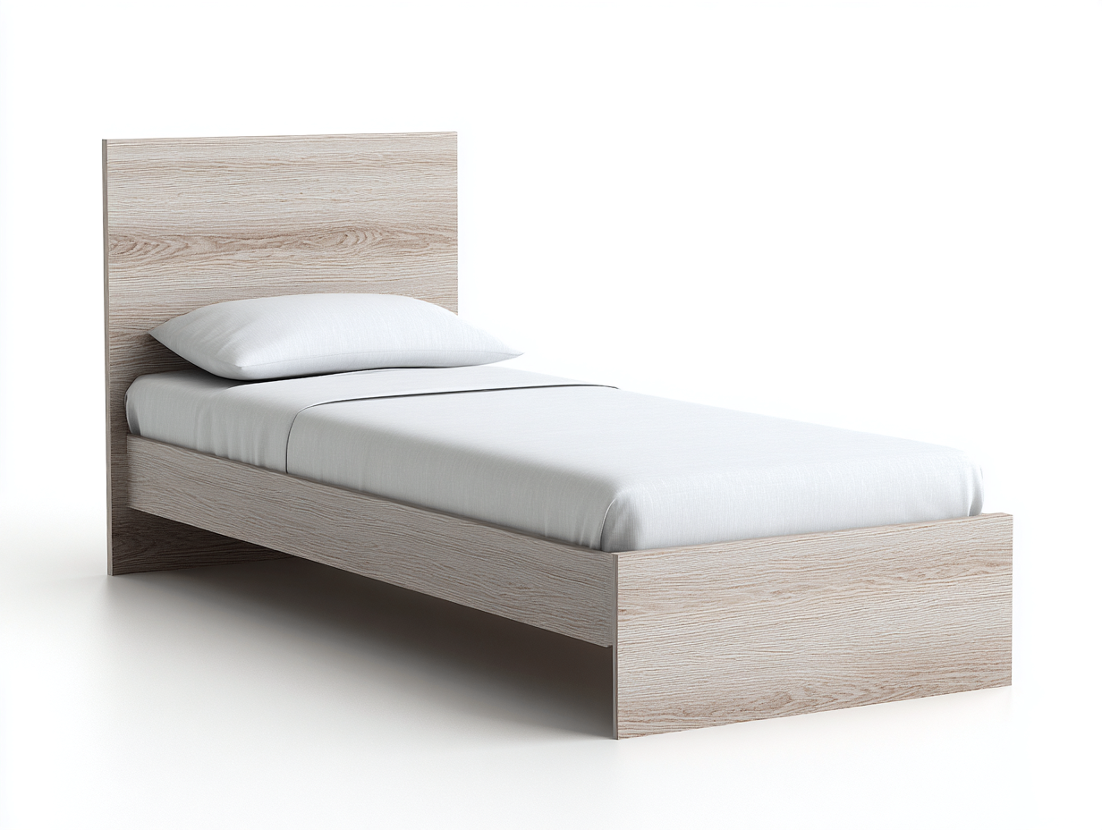 Letto singolo-Legno-206x97x99 cm-Grigio-Marrone-Design essenziale-Corianohaus