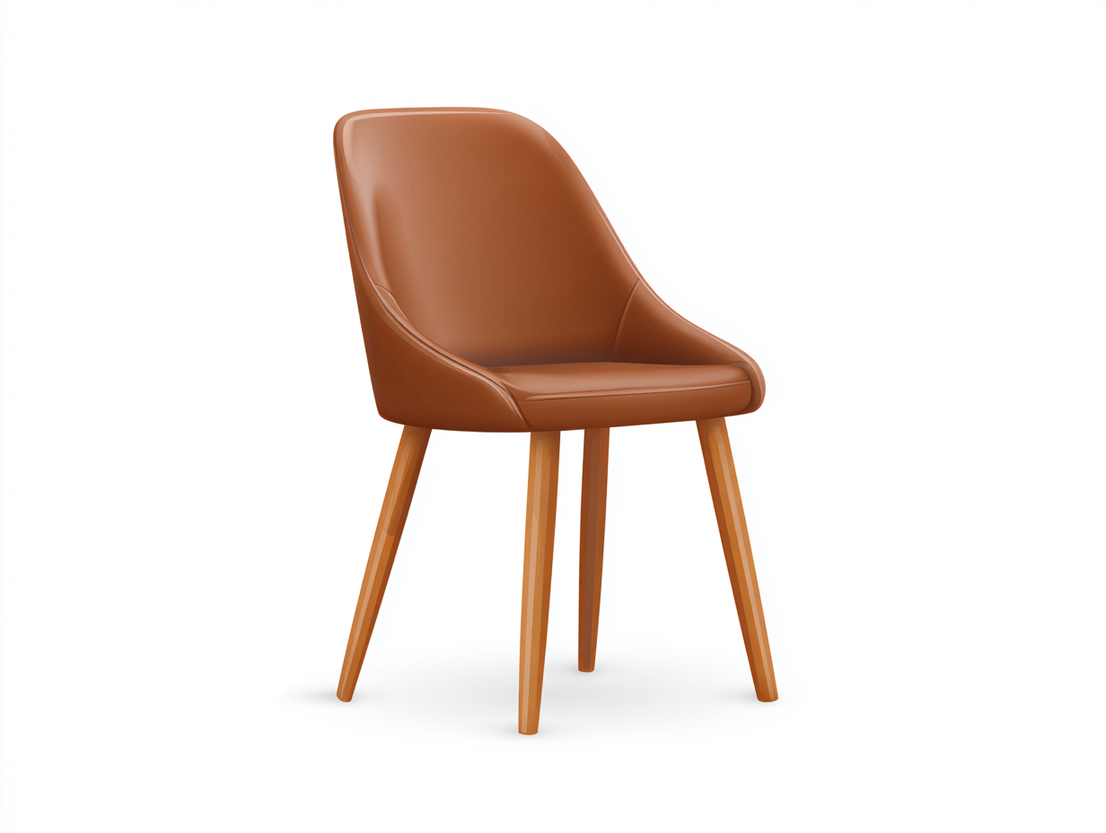 Sedia da pranzo in similpelle marrone e legno naturale 52x54x82 cm per sala da pranzo - stile moderno-Corianohaus