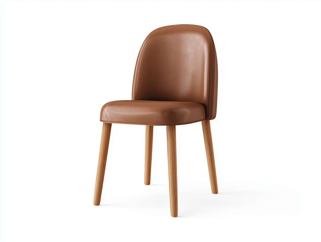 Sedia da pranzo in similpelle marrone e legno naturale 48x52x78 cm per sala da pranzo - stile moderno-Corianohaus