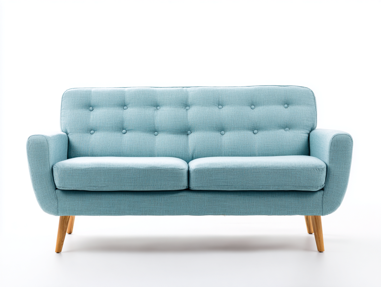 Divano lineare - tessuto-legno - 170x82x86 cm - azzurro - moderno-Corianohaus
