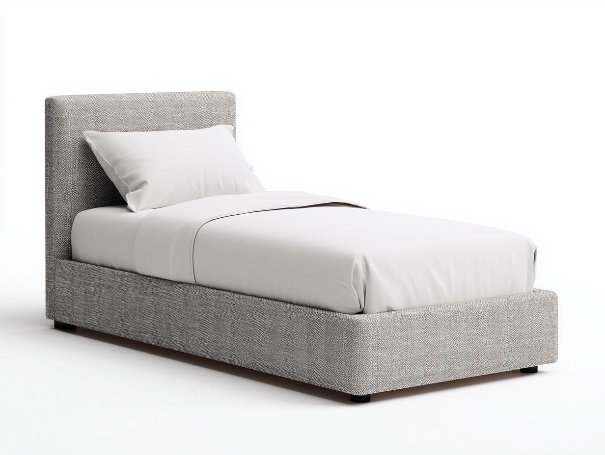 Letto singolo-Tessuto-204x97x105 cm-Grigio-Design moderno-Corianohaus