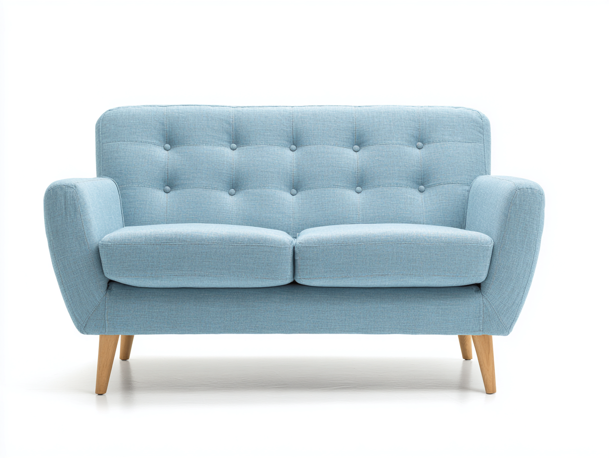 Divano lineare - tessuto-legno - 158x80x84 cm - azzurro - nordico-Corianohaus