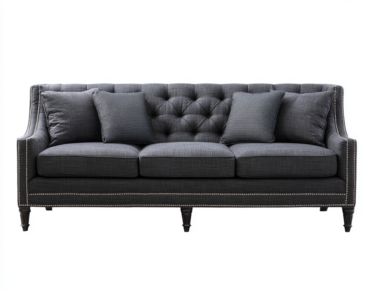 Divano lineare - tessuto-legno - 230x90x82 cm - grigio scuro - elegante-Corianohaus