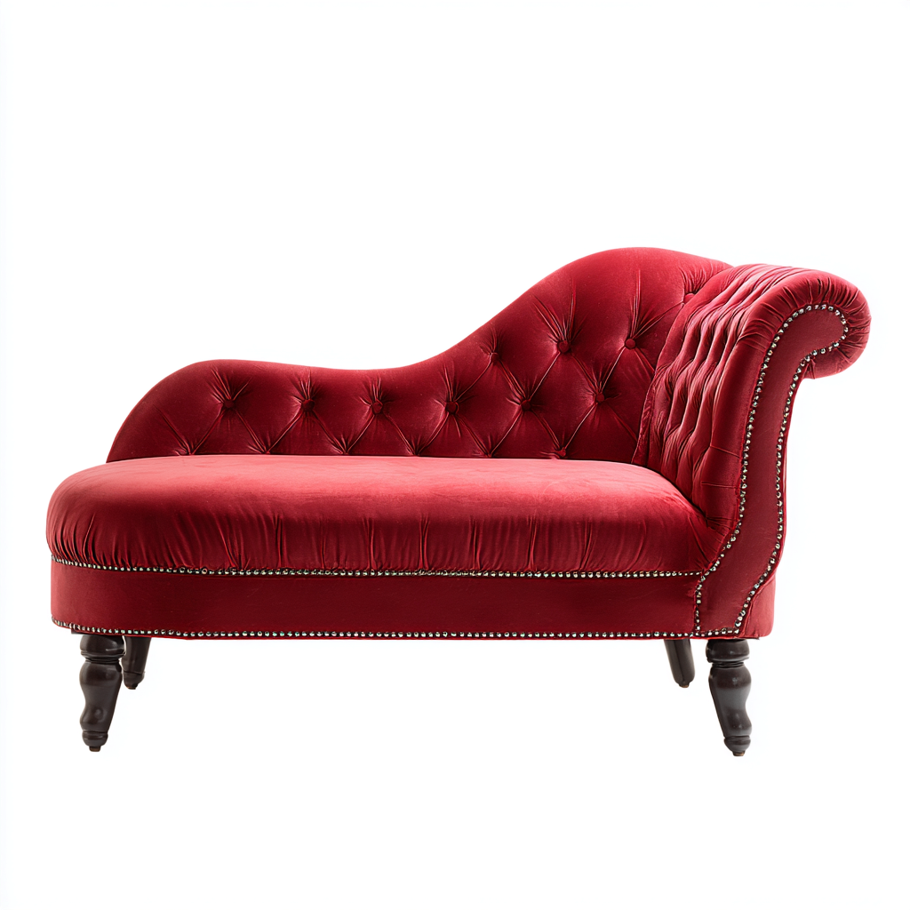 Chaise longue-velluto-legno-176x78x87 cm-rosso-marrone-stile classico-Corianohaus