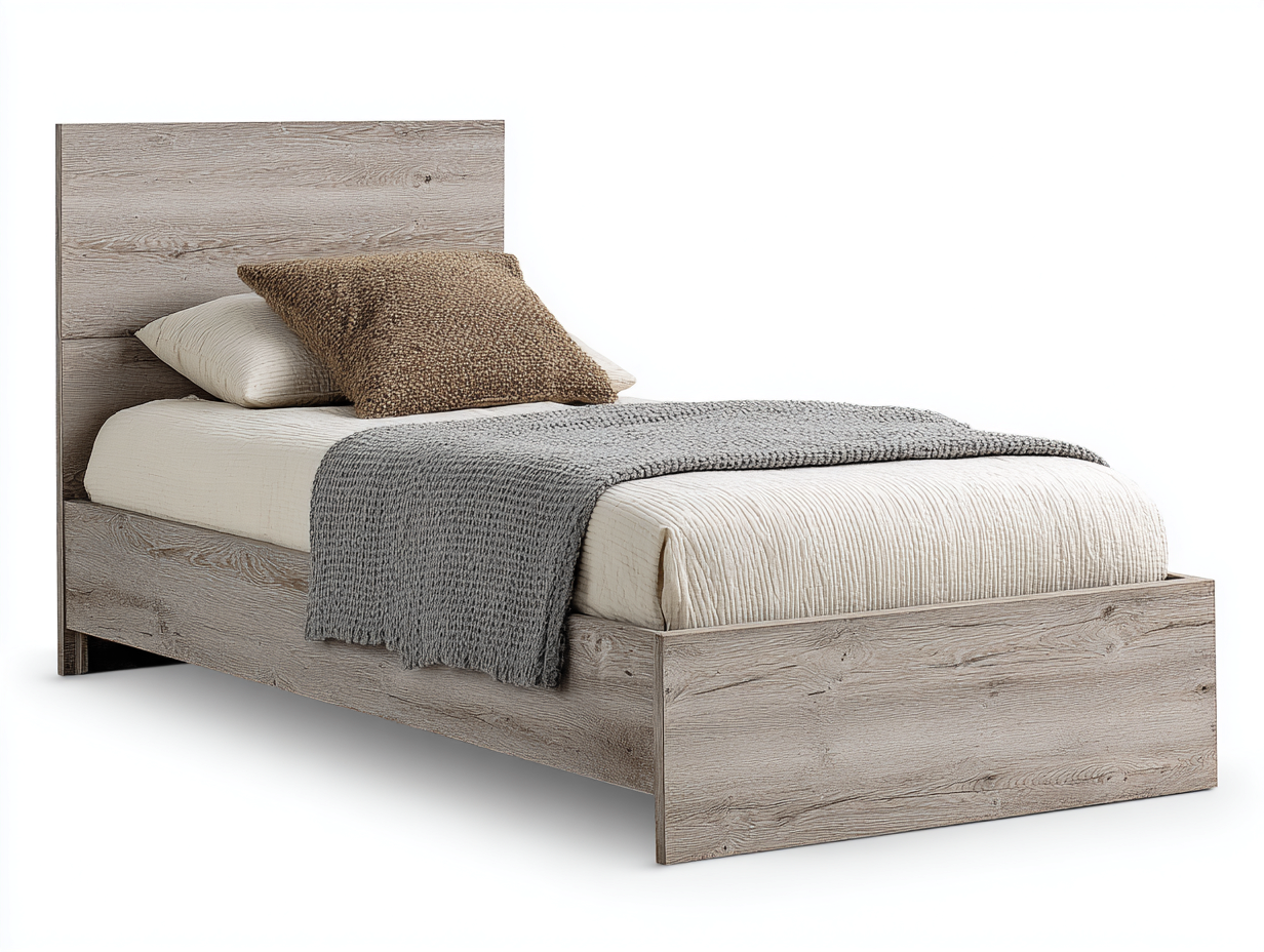 Letto singolo-Legno-207x99x101 cm-Grigio-Marrone-Design naturale-Corianohaus