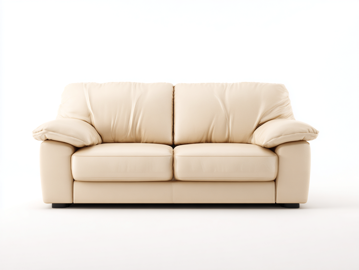 Divano lineare - pelle - 185x90x83 cm - crema - classico-Corianohaus