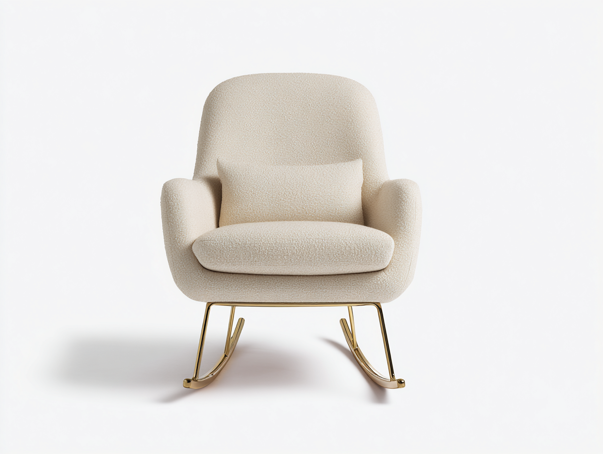 Mecedoras de tela bouclé 78x85x92 cm - beige-dorado - diseño moderno-Gatijahaus