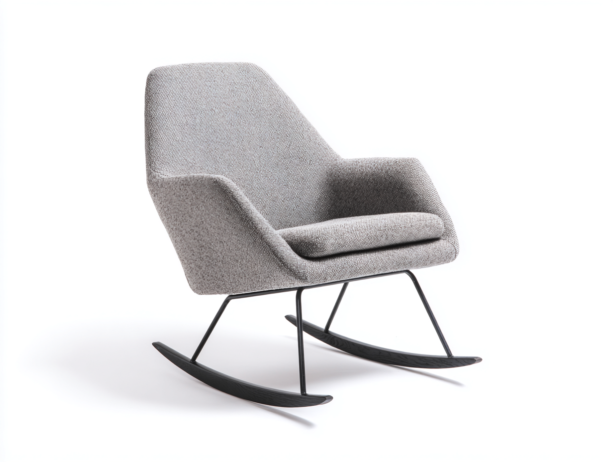 Mecedora de tela gris 76x82x88 cm - gris-negro - diseño moderno para salón-Gatijahaus