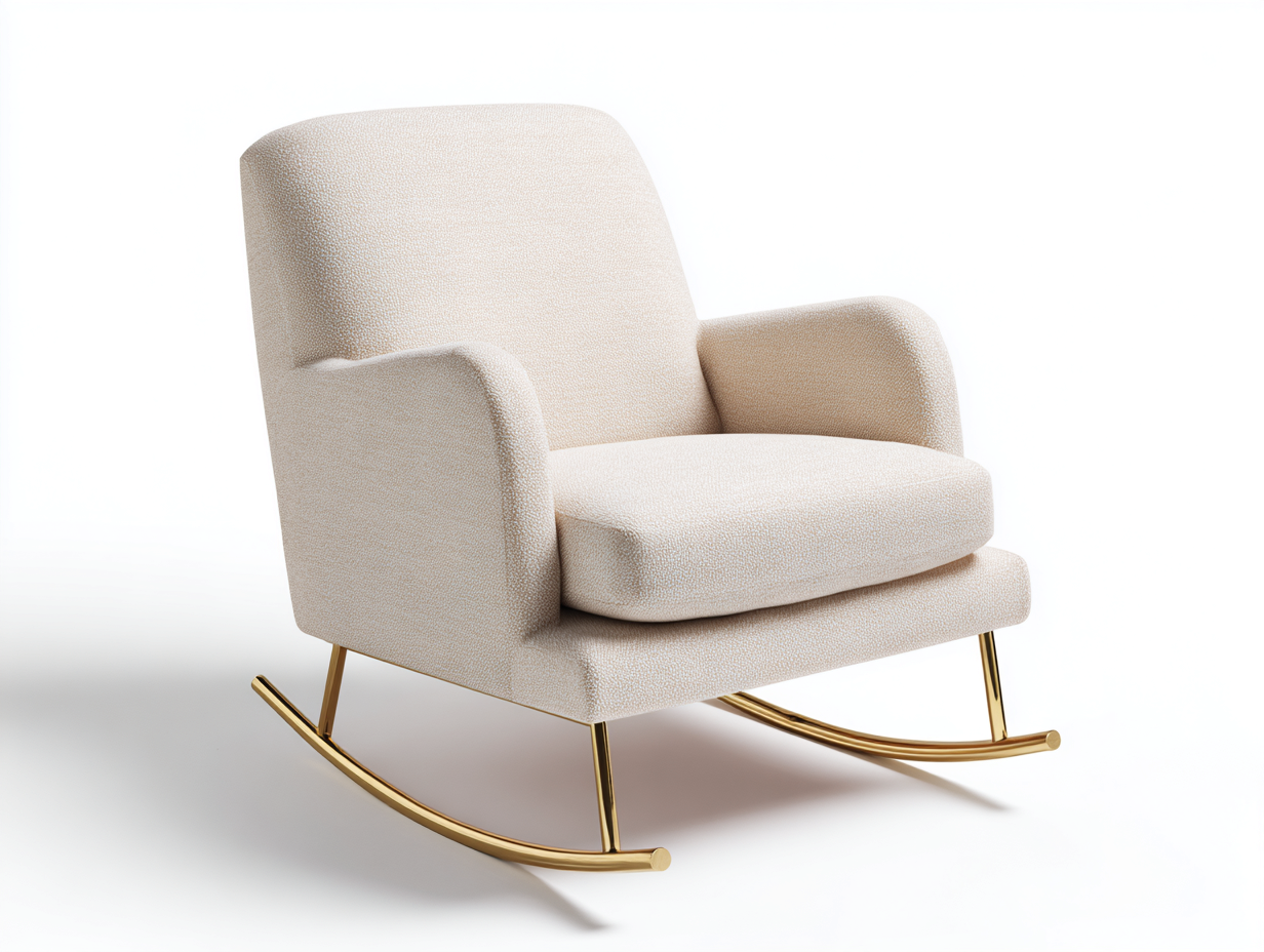 Mecedoras de tela bouclé 80x88x95 cm - beige-dorado - diseño moderno-Gatijahaus