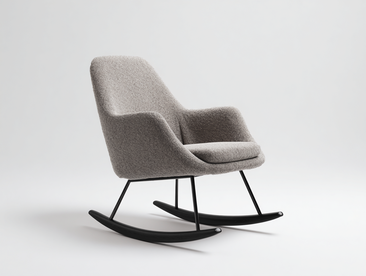 Mecedoras de tela borreguito gris topo 78x88x92 cm - Base negra - Diseño moderno para salón-Gatijahaus